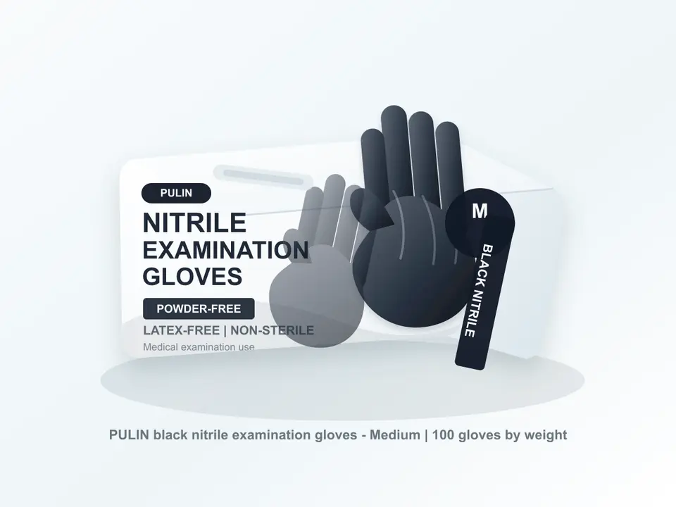 Gants d'examen en nitrile noir M