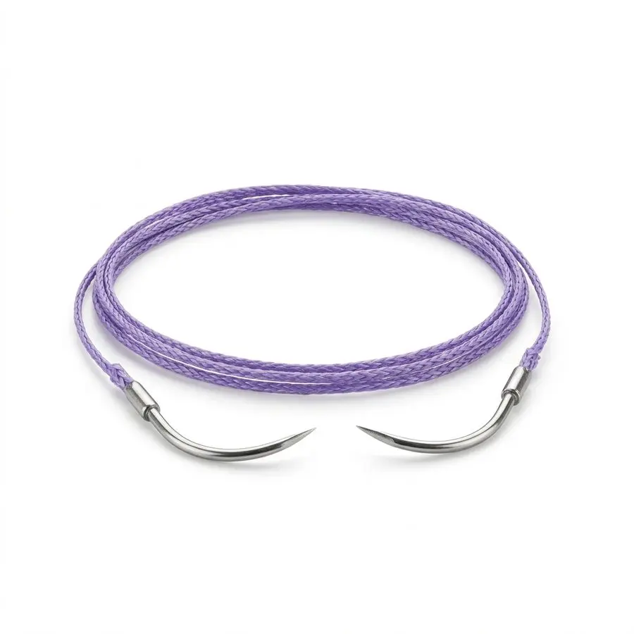 Fil de suture résorbable tressé VICRYL 6/0 — 2 aiguilles 1/4 cercle 8 mm, fil 45 cm — illustration