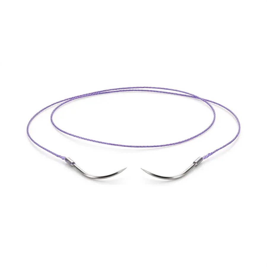 Fil de suture résorbable tressé VICRYL 8/0 — 2 aiguilles 1/2 cercle 5,5 mm, fil 20 cm — illustration