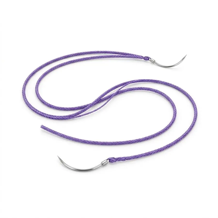 Fil de suture résorbable tressé VICRYL 7/0 — double aiguille 3/8 cercle 6,5 mm, fil 30 cm — illustration