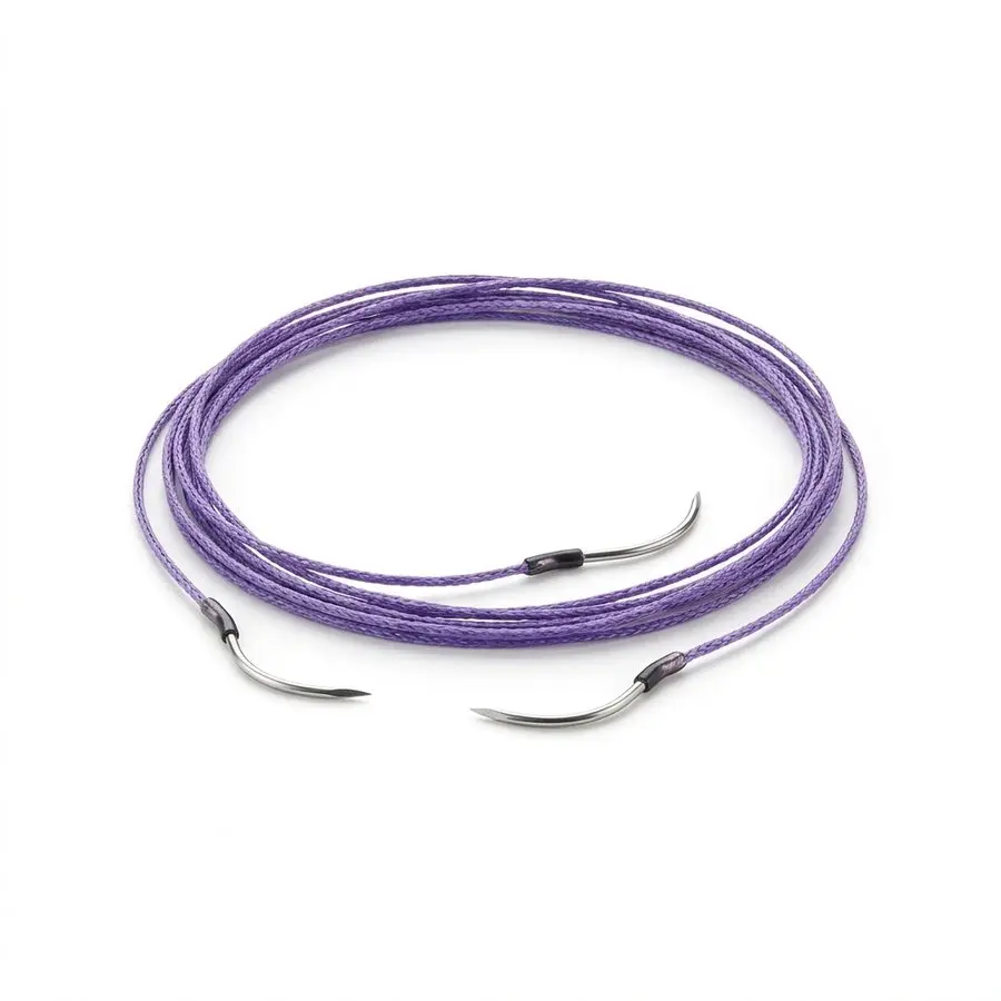 Fil de suture résorbable tressé VICRYL 7/0 — 2 aiguilles 6,5 mm, fil 45 cm — illustration